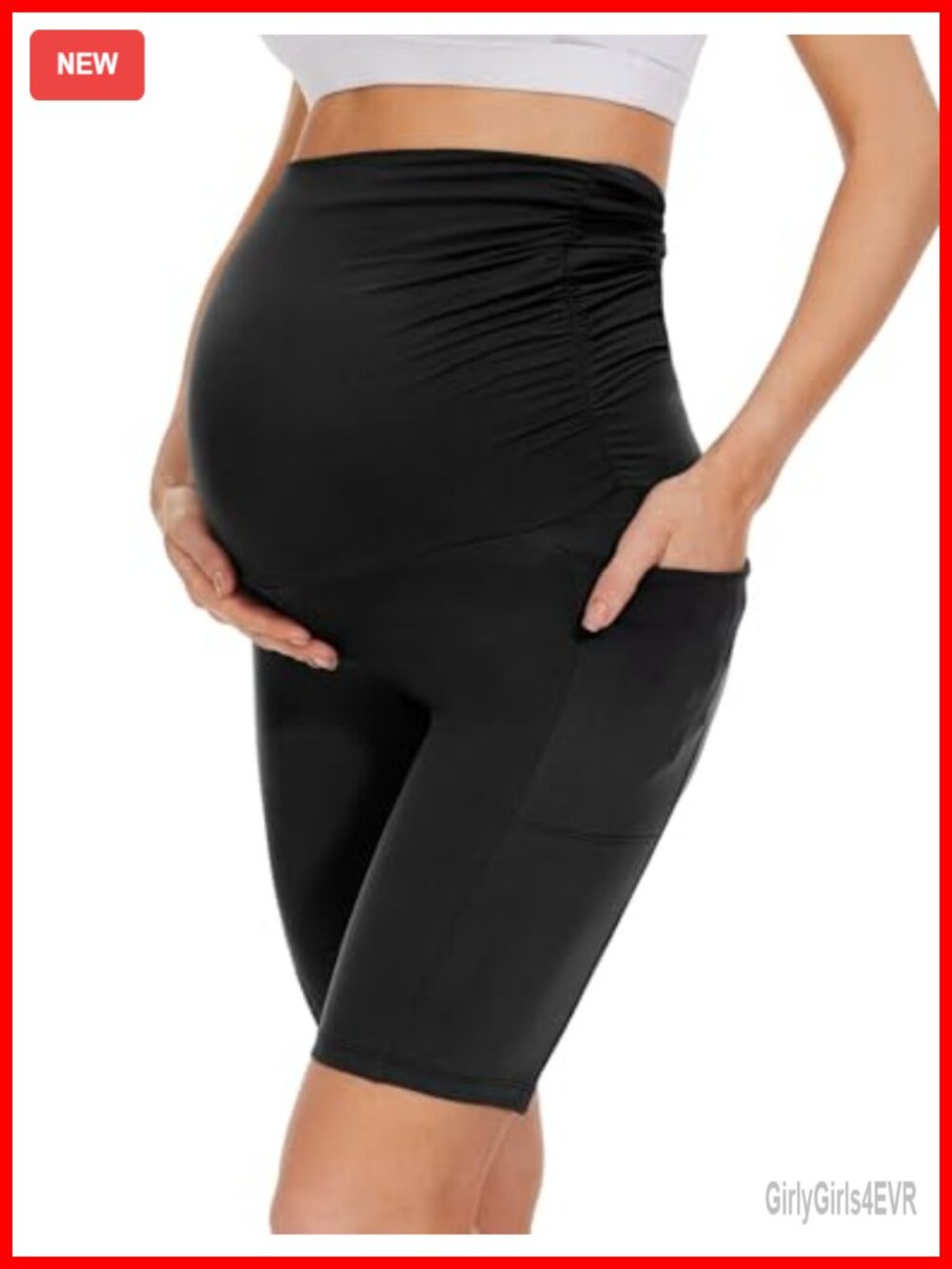 Maternity Biker Shorts Over Belly Pregnancy Yoga Workout Lounge
